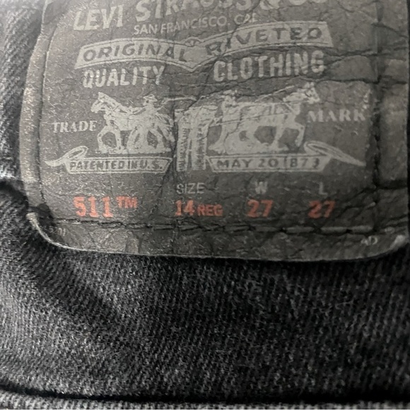 Levis Vintage Red Tab 511 Black Skinny Jean 27x27 14 Regular - Picture 7 of 11